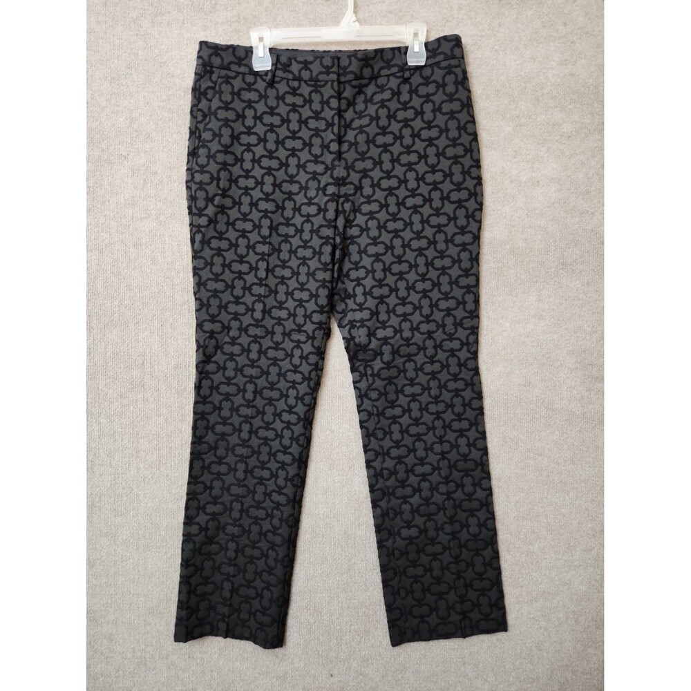 Ann Taylor Sophia Straight Leg Dress Pants Womens 12 Black Textured Pattern NEW